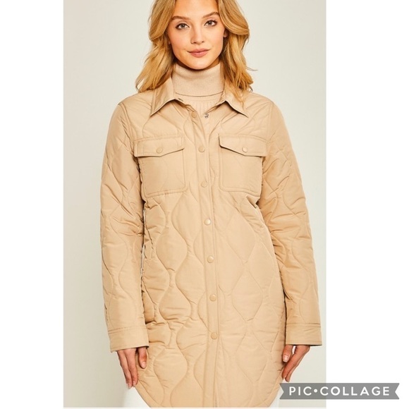 Blu Trends Jackets & Blazers - Cute!! Khaki Quilted Jacket
